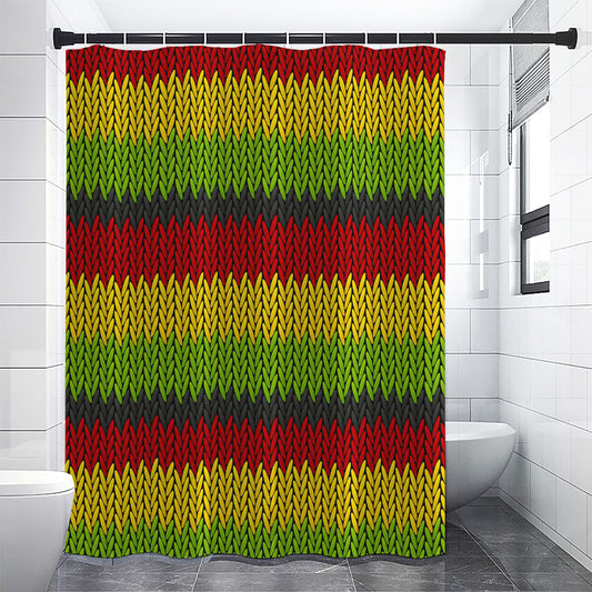 Knitted Style Reggae Pattern Print Shower Curtain