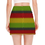 Knitted Style Reggae Pattern Print Side Slit Mini Skirt