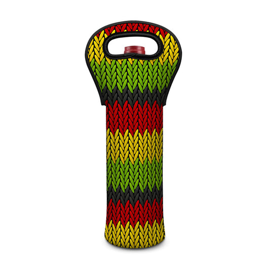 Knitted Style Reggae Pattern Print Single Neoprene Wine Tote