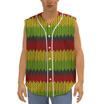 Knitted Style Reggae Pattern Print Sleeveless Baseball Jersey