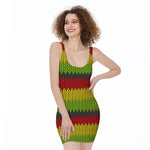 Knitted Style Reggae Pattern Print Sleeveless Bodycon Dress