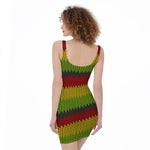 Knitted Style Reggae Pattern Print Sleeveless Bodycon Dress