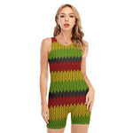 Knitted Style Reggae Pattern Print Sleeveless One Piece Swimsuit