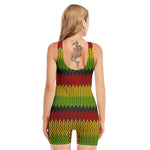 Knitted Style Reggae Pattern Print Sleeveless One Piece Swimsuit