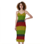 Knitted Style Reggae Pattern Print Slim Fit Midi Cami Dress