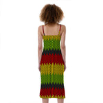 Knitted Style Reggae Pattern Print Slim Fit Midi Cami Dress