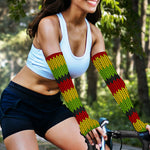 Knitted Style Reggae Pattern Print Sun Protection Arm Sleeves