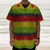 Knitted Style Reggae Pattern Print Textured Short Sleeve Shirt