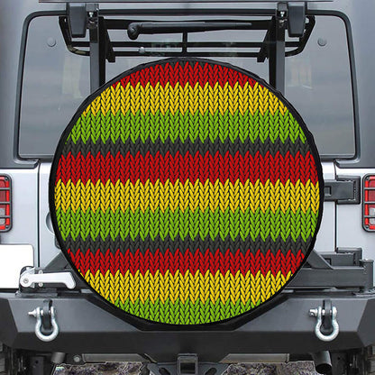 Knitted Style Reggae Pattern Print Tire Cover