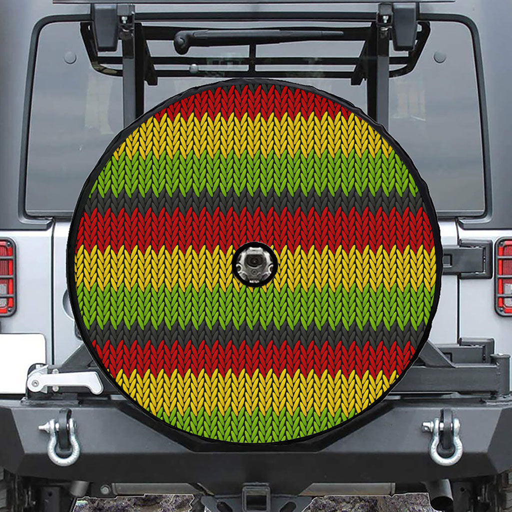 Knitted Style Reggae Pattern Print Tire Cover With Camera Hole