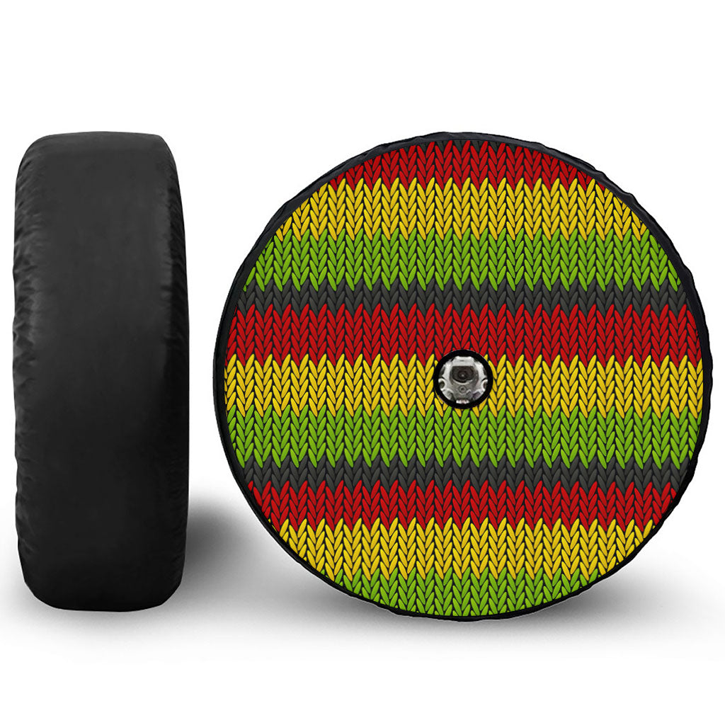 Knitted Style Reggae Pattern Print Tire Cover With Camera Hole