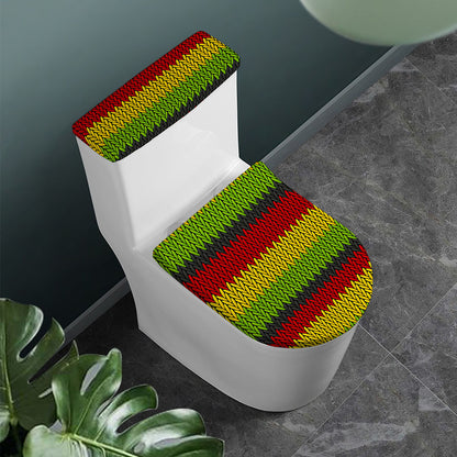 Knitted Style Reggae Pattern Print Toilet Lid And Tank Cover Set