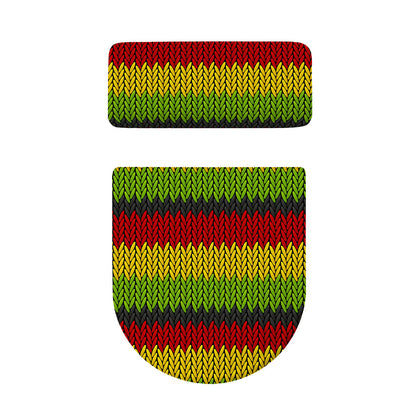 Knitted Style Reggae Pattern Print Toilet Lid And Tank Cover Set