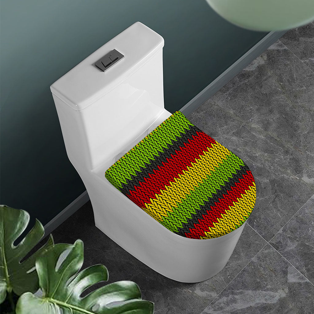 Knitted Style Reggae Pattern Print Toilet Lid Cover