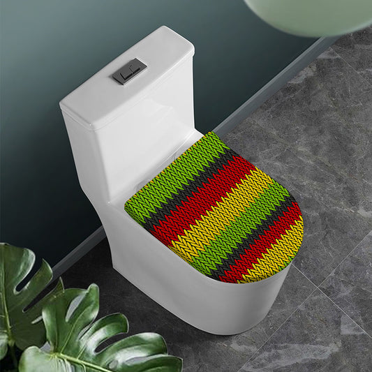 Knitted Style Reggae Pattern Print Toilet Lid Cover