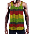 Knitted Style Reggae Pattern Print Men's Workout Tank Top