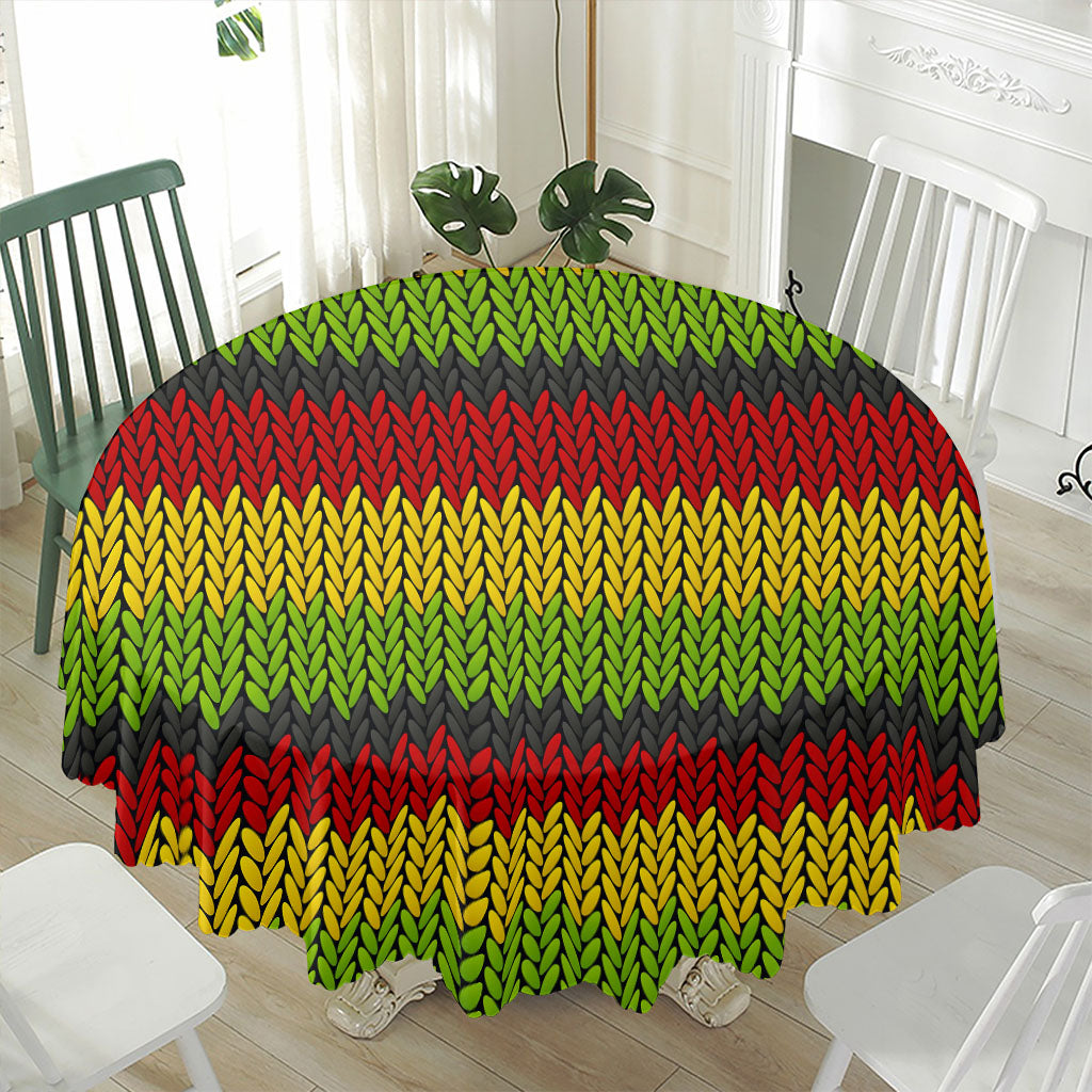 Knitted Style Reggae Pattern Print Waterproof Round Tablecloth