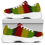 Knitted Style Reggae Pattern Print White Chunky Shoes