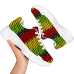 Knitted Style Reggae Pattern Print White Chunky Shoes
