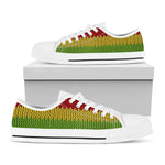 Knitted Style Reggae Pattern Print White Low Top Sneakers