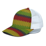 Knitted Style Reggae Pattern Print White Mesh Trucker Cap
