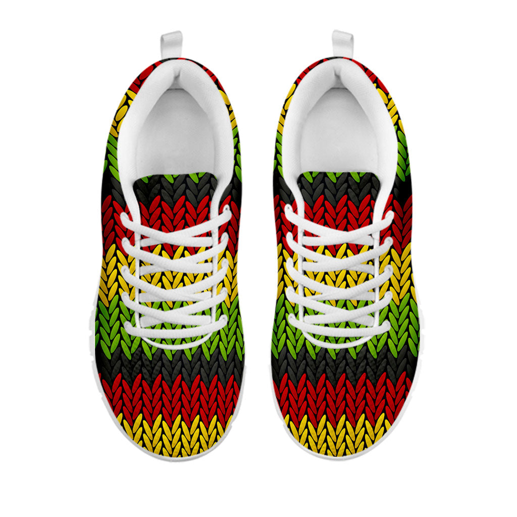 Knitted Style Reggae Pattern Print White Running Shoes