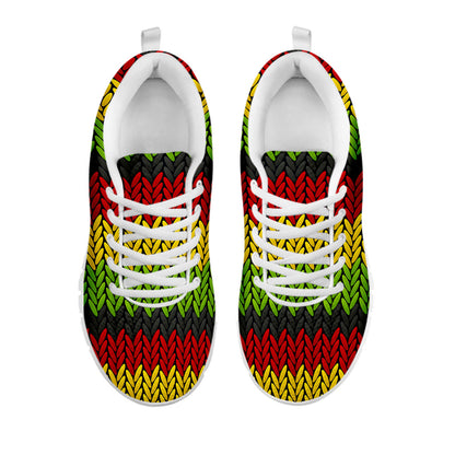 Knitted Style Reggae Pattern Print White Running Shoes