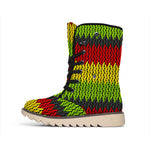 Knitted Style Reggae Pattern Print Winter Boots