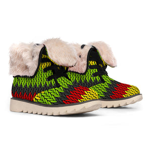 Knitted Style Reggae Pattern Print Winter Boots