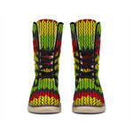 Knitted Style Reggae Pattern Print Winter Boots