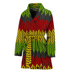 Knitted Style Reggae Pattern Print Women's Bathrobe