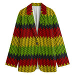 Knitted Style Reggae Pattern Print Women's Blazer