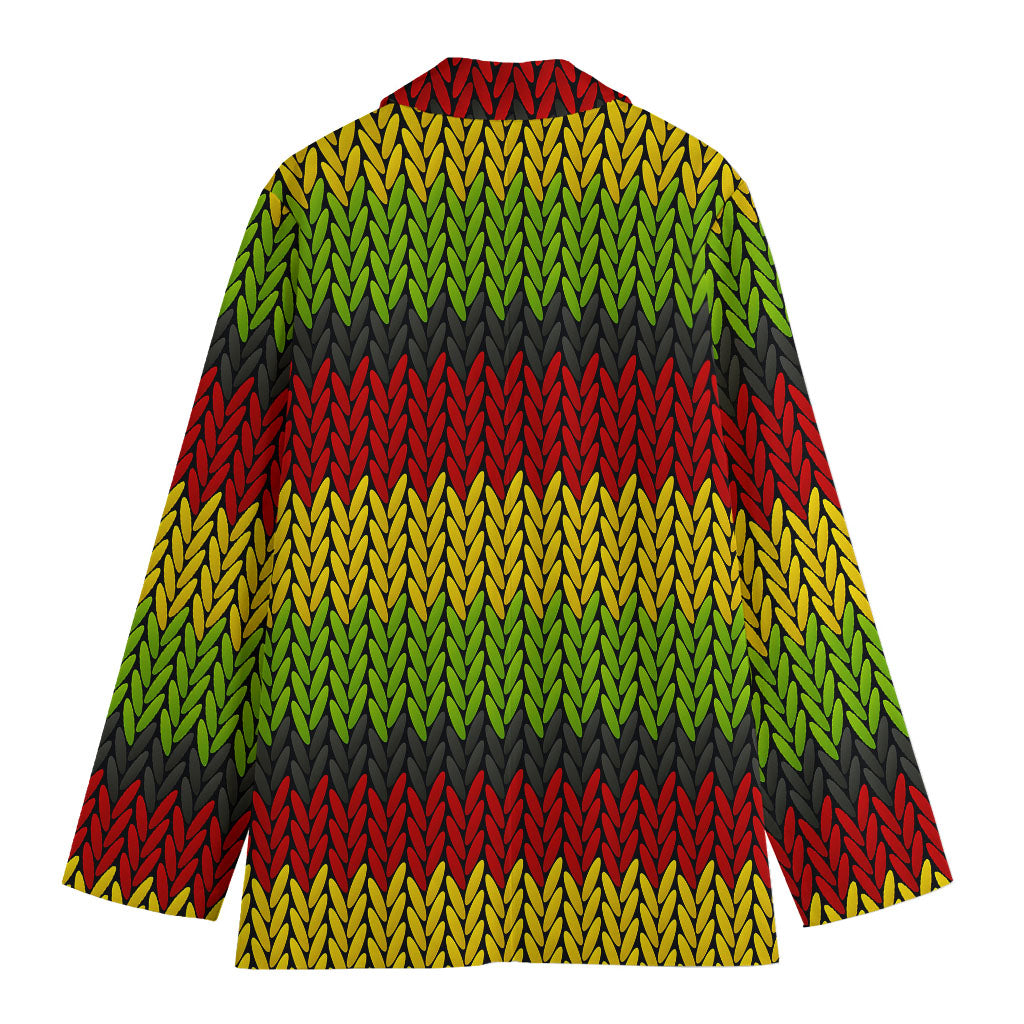 Knitted Style Reggae Pattern Print Women's Blazer