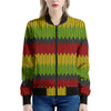 Knitted Style Reggae Pattern Print Women's Bomber Jacket