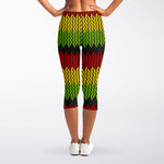 Knitted Style Reggae Pattern Print Women's Capri Leggings