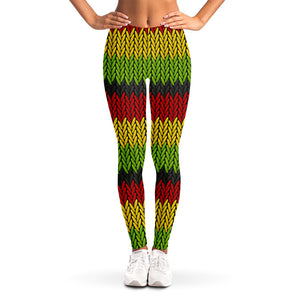 Knitted Style Reggae Pattern Print Women's Leggings