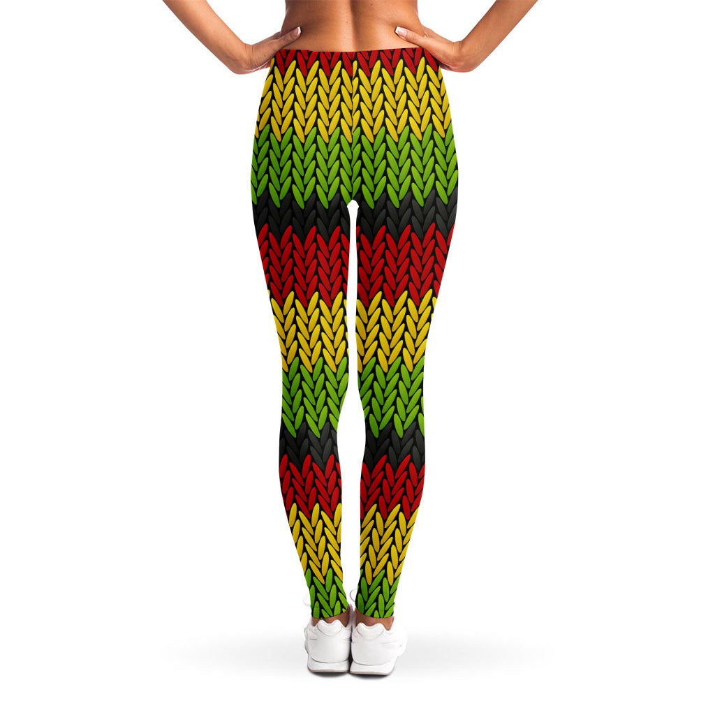 Knitted Style Reggae Pattern Print Women's Leggings