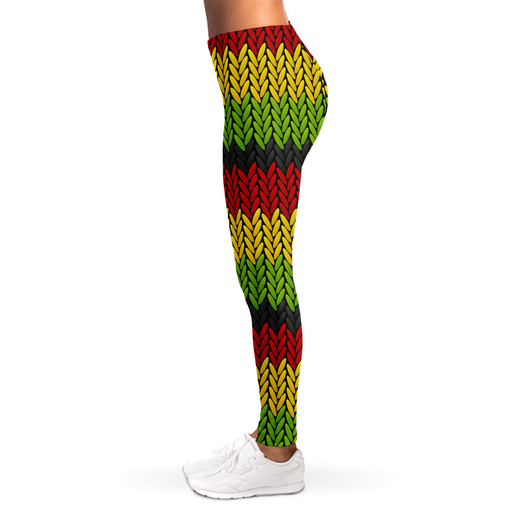 Knitted Style Reggae Pattern Print Women's Leggings