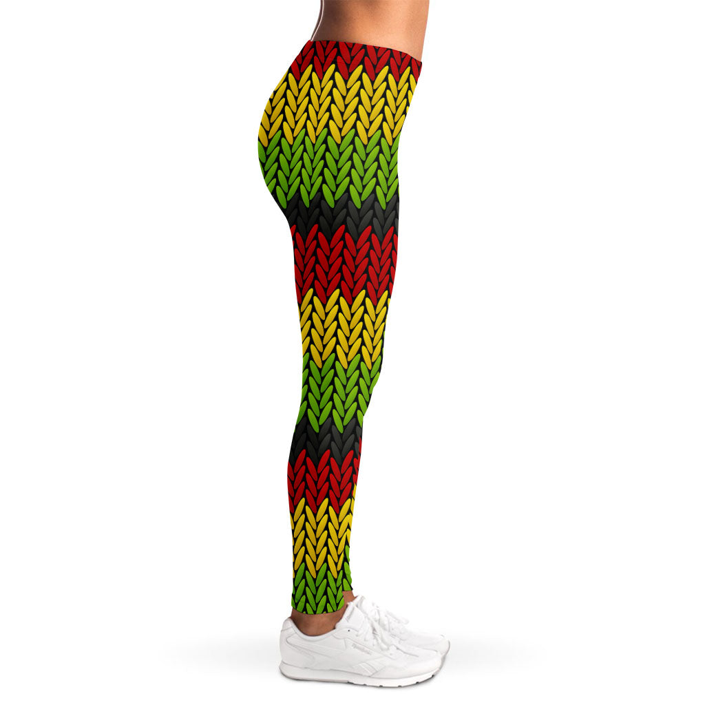 Knitted Style Reggae Pattern Print Women's Leggings