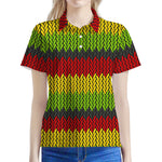 Knitted Style Reggae Pattern Print Women's Polo Shirt