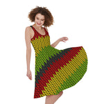 Knitted Style Reggae Pattern Print Women's Sleeveless Dress