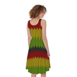Knitted Style Reggae Pattern Print Women's Sleeveless Dress