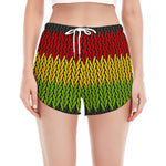 Knitted Style Reggae Pattern Print Women's Split Running Shorts