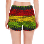 Knitted Style Reggae Pattern Print Women's Split Running Shorts