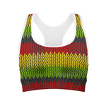 Knitted Style Reggae Pattern Print Women's Sports Bra