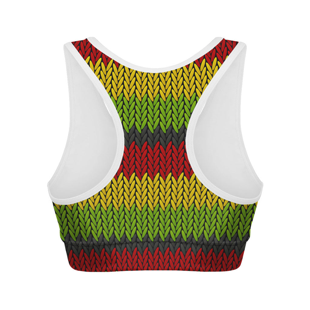 Knitted Style Reggae Pattern Print Women's Sports Bra