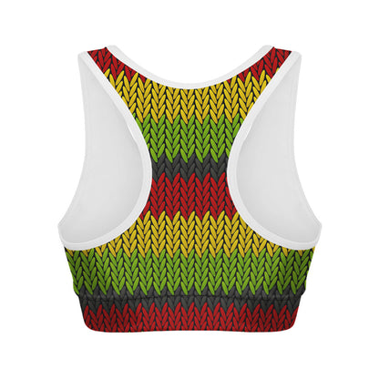 Knitted Style Reggae Pattern Print Women's Sports Bra