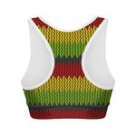 Knitted Style Reggae Pattern Print Women's Sports Bra