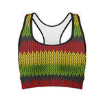 Knitted Style Reggae Pattern Print Women's Sports Bra