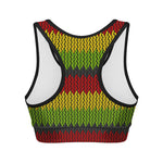 Knitted Style Reggae Pattern Print Women's Sports Bra